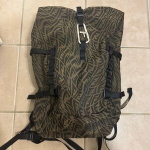 Fendi Brown Olive Monogram Backpack with Black Trim